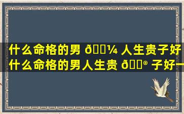 什么命格的男 🐼 人生贵子好（什么命格的男人生贵 💮 子好一点）